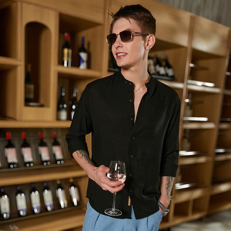 Image of CAHOOT Men's Shirt for Casual Wear | Spread Collar | Long Cuffed Sleeves | Button Closure | Shirt Crafted with Comfort Fit for Everyday Wear
