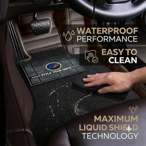 Image of Autofurnish Premium 9D Car Mat Full Set for Hyundai Creta 2024 || Luxury Leather Dual-Stitch Full Set 9D Car Floor Mat || 100% Waterproof || Color : Coffee Coffee