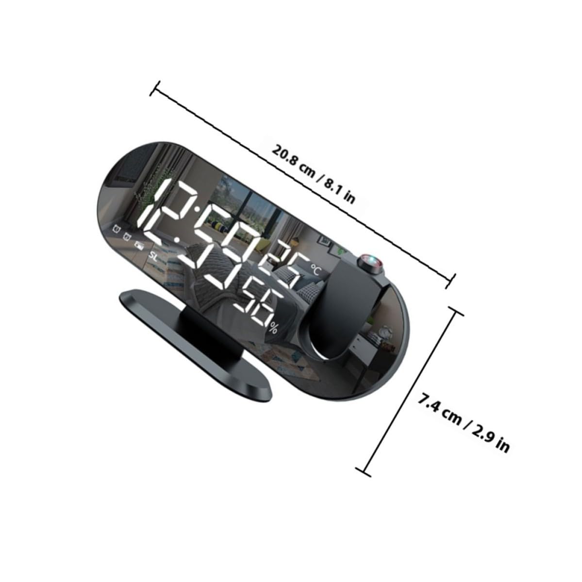 ibasenice Reloj Despertador Digital LED Proyector Multifunción con Temperatura y Humedad para Mesilla de Noche Diseño Creativo para Dormitorio y Oficina