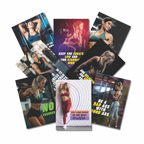 Image of MELDORA STUDIOS Premium Motivational Gym Posters - Inspirational Wall Art with Fitness Quotes for Women, Ideal for Home Gym, Office, or Workout Spaces (set of 8, 12x18 inch)