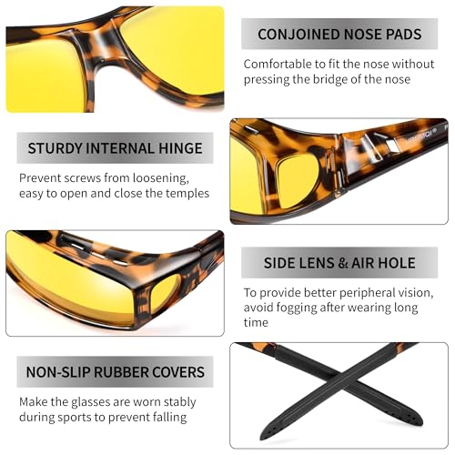 Image of URUMQI Night Vision Driving Glasses Fit Over Eyeglasses for Men Women