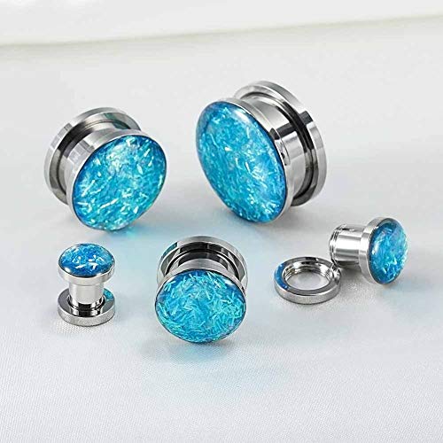 TBOSEN 6 PCS Big Cubic Zirconia Stainless Steel Screw Ear Gauges Plugs Tunnels Expander Body Piercing Jewelry Set4