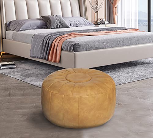 Thgonwid Unstuffed Moroccan Storage Pouf Foot Stool Ottoman Seat Handmade Faux Leather Bean Bag Floor Chair Foot Rest for Living Room, Bedroom or Balcony (Yellow) Thgonwid Unstuffed Moroccan Storage Pouf Foot Stool Ottoman Seat Handmade Faux Leather Bean Bag Floor Chair Foot Rest for Living Room, Bedroom or Balcony (Yellow)