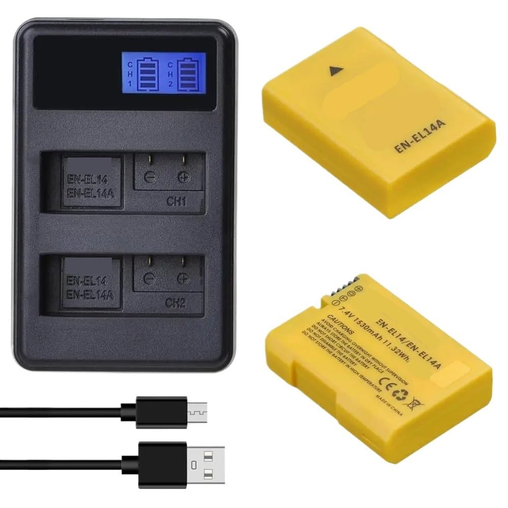 Double Chargeur USB LCD 1530mAh EN-EL14 EN-EL14a, D3100 D3200 D3300 D3400 D3500 D5600 D5100 D5200 P7000(Only One Charger)