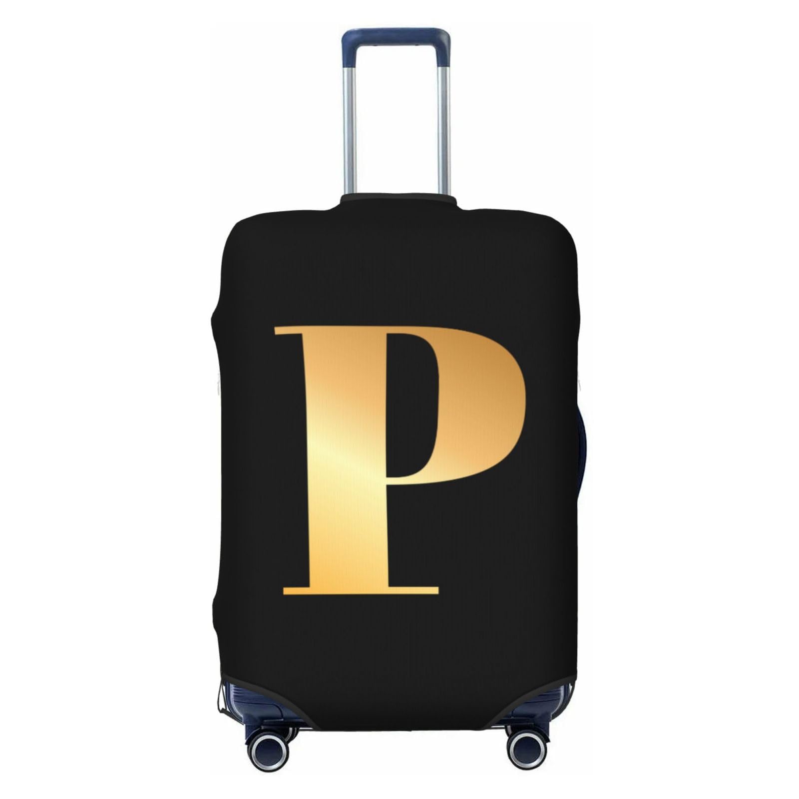 Pupohipo Golden Letter P Travel Luggage Cover Suitcase Protector Bag, Fits 18-32 Inch Luggage, Anti-Scratch Baggage Covers For Kid And Adult,Large