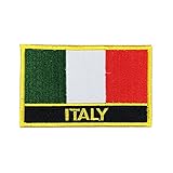 Italy Flag Patch/Travel Patches for Backpacks, Bags, and Clothes (Italian Iron-On w/Words, 2
