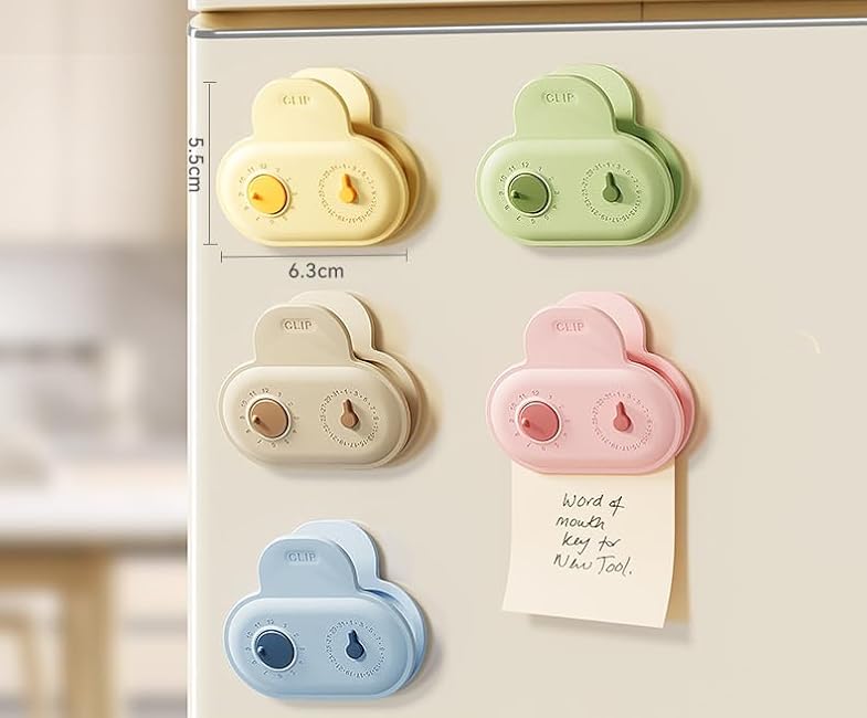 Chip Clips with Magnet£¬Record Time Design£¬Fridge Magnets Chip for Food Storage, Sealing Bag Packages Home Kitchen Organization Accessories