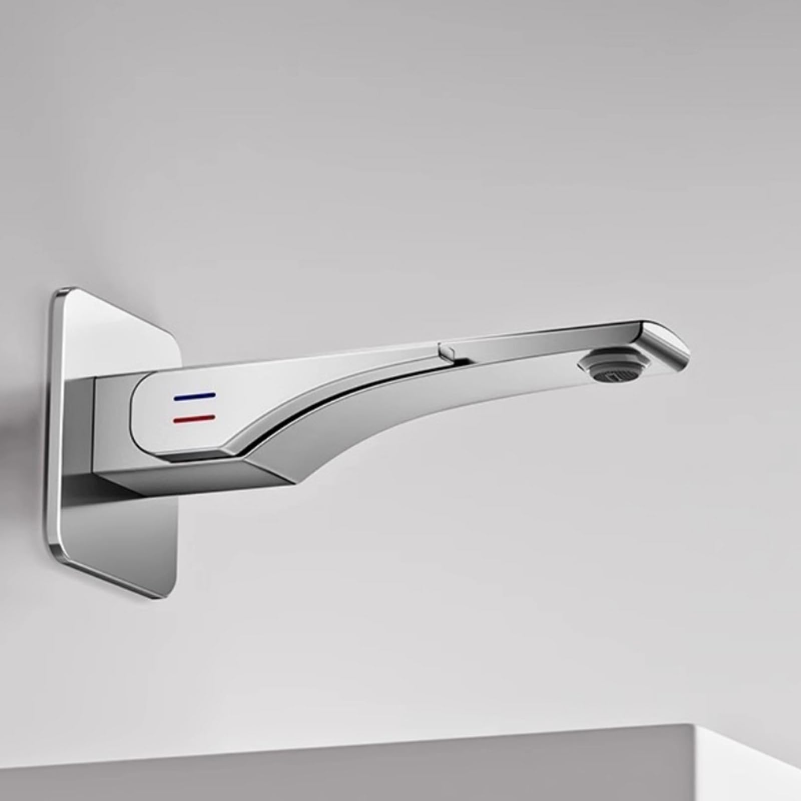 Biaoteng Silver Concealed Bathroom Taps Wall Mounted Hot And Cold Mixer Tap Bathroom Sink One Hole Brass