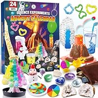 UNGLINGA 2025 Science Experiments Advent Calendar for Kids Boys Girls Toys Gifts - 24 Days of S.T.E.M Kit, Volcano, Chemistry, Physics, Gemstones, Countdown to Christmas Birthday