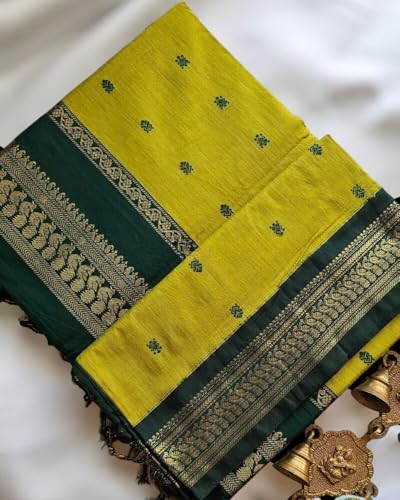 Image of Women's Kanjivaram Cotton Silk Saree South Indian Paithani Sari | gadwal cotton sarees with Zari Border and Blouse Piece - Suitable For All Indian Occasions and Festivals 191