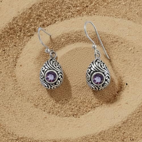 Boucle d'oreille argent 925 et améthyste violette fait main - 4