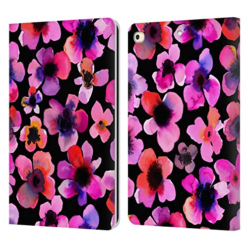 Housse cuir Apple iPad 9.7 Ninola Fleurs pourpres finition premium