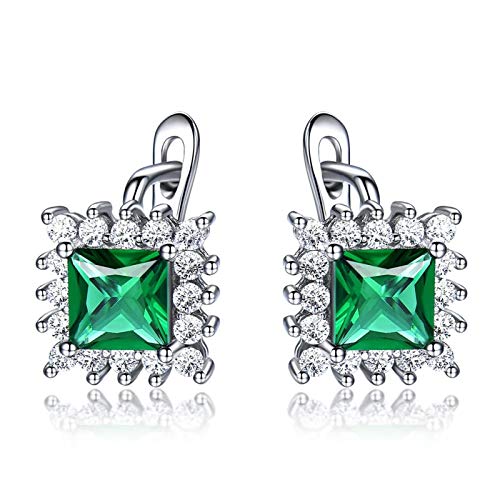 Boucles d'oreilles Argent 925 femmes puces carrées zircone