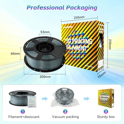 Image of FLASHFORGE Silk+ PLA Filament 1.75mm Gray, Silky Texture 3D Printing Filament, Enhanced Layer Adhesion with Stunning Surface Finish; Chrome-Like Brilliance and Silk-Smooth Perfection
