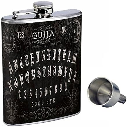 Ouija Board Perfection In Style - Frasco de whisky de acero inoxidable de 8 onzas con embudo gratis D-007