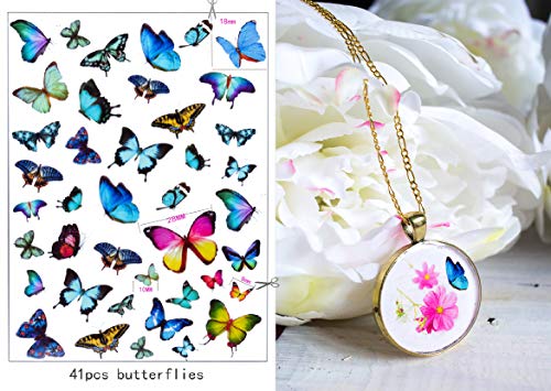 image for Foyozisun Real Dried Pressed Flowers and Butterfly Transparent Sticker