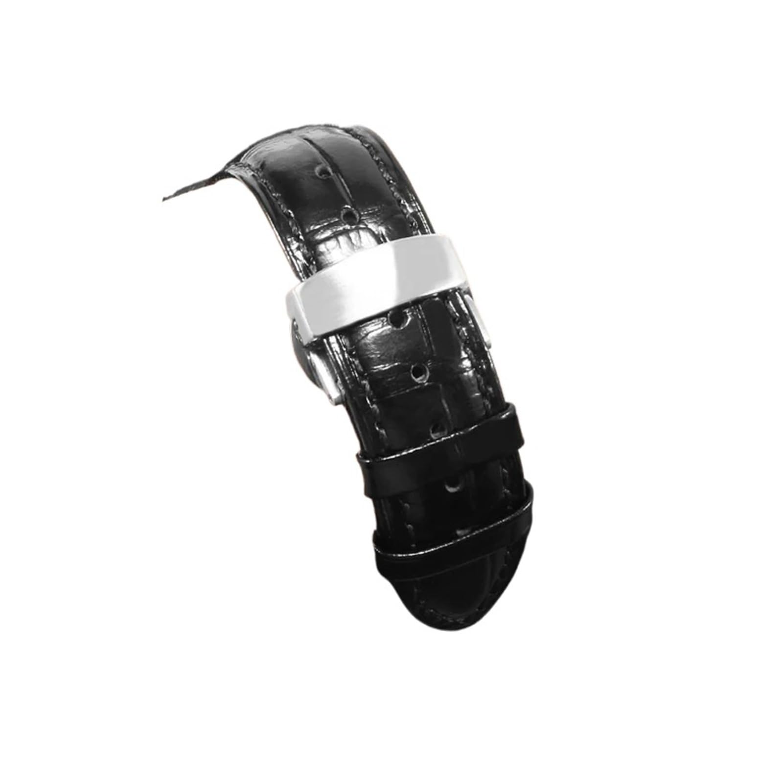 HuanJ Bracelet De Montre En Cuir Véritable Avec Interface Plate, 12, 13, 14, 15, 16, 17, 18, 19, 20, 21, 22, 23, 24 Mm, Boucle Papillon