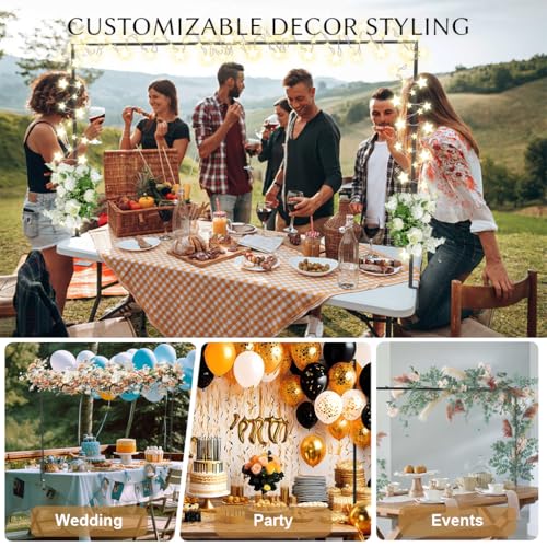 Image of HASTHIP Adjustable Desktop Floral Stand Display Frame, Black Metal Tabletop Arch Backdrop Stand for Wedding, Pooja, Party Decor & Photo Display, Balloon Stand Holder, Birthday Decoration Kit