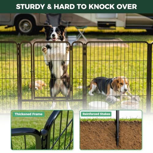 Image of FXW Rollick Dog Playpen with RV Step Grid for RV Camping, 32 inch H, 16 Panels