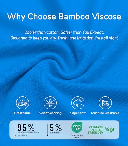 Image of NACHILA Women's Bamboo Viscose Pajama Sets Summer Cooling Short Sleeve Capri Soft Pjs Night Sweats Moisture Wicking Sleepwear
