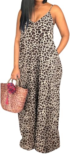 Image of Maxi Dresses for Women Sexy Casual Spaghetti Strap Long Summer Sundress with Pockets