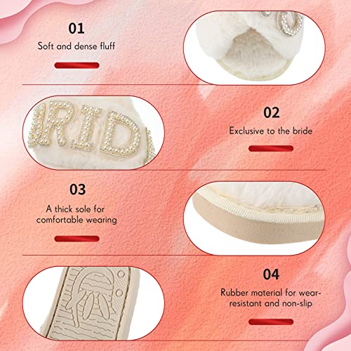 Jiuguva Bride Slippers for Wedding Day White Bridesmaid Slippers Mother of the Bride Gifts for Bridal and Bachelorette Party2