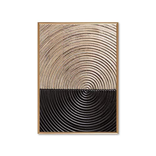 Peinture Salon Moderne : Toile Abstraite Noire et Or pour Déco de Luxe