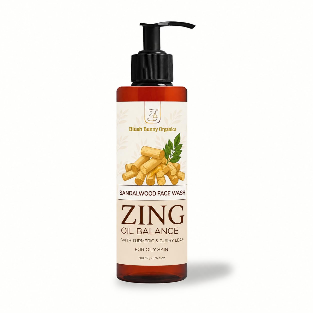 Blush Bunny Organies BBO Zing Sandalwood & Curry Leaf Collagen Face Wash for Oily & Acne-Prone Skin | Natural Vitamin C | No SLS & Parabens | Made in Sandalwood Hydrosol (200 ml)-image-28