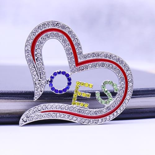 Image of Greek Order Eastern Star Pin Social Members Heart OES Brooch Women Gifts Jewelry