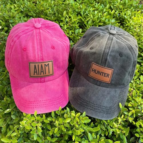 Custom Name Toddler Baseball Cap, Personalized Boys Girls Cotton Hat, Leather Patch Trucker Hat for Kids Adults4