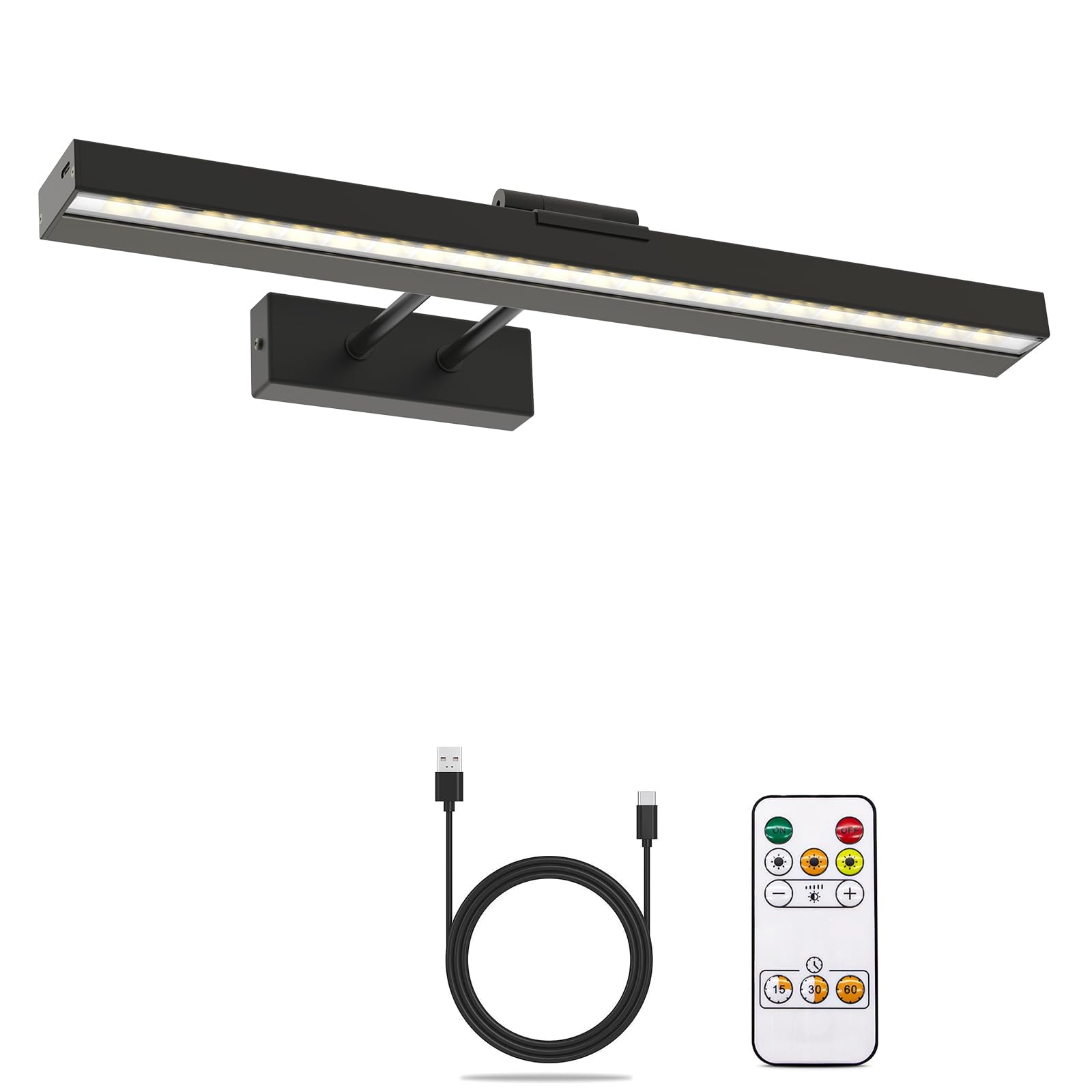 LABOREDUCERPicture Lights for Wall,Battery Operated Picture Lights 4000mAh Rechargeable with Remote,Battery Picture Light Adjustable Degree with Magnet,LED Battery Picture Lights for Wall Art Black