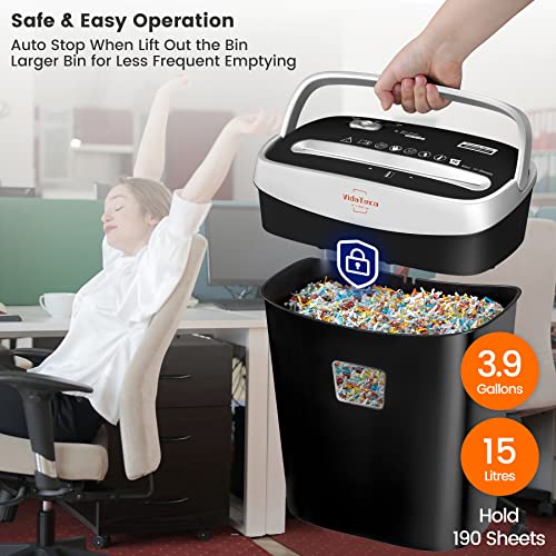 Paper Shredder,Vidateco 10-Sheet Micro-Cut Shredder With Us Patented Cutter,Also Shreds Card/Staple/Clip,Paper Shredder For Home Office,Durable&Fast With Jam Proof System,3.9-Gallon Basket (Etl) #TOP4