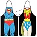 DX 2Set Divertenti Grembiuli Cucinare da Barbecue per Uomo Donna Ristorante Cucina Regalo Divertente Hobby Cuochi la Festa del Papà Natale Compleanno PerRegalo-Coppia Per PerRegalo Grembiule Superman