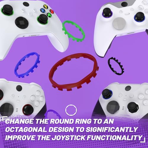 Image of Redesigned Replacement Octagonal Gated Sticks Accent Rings for Xbox Elite Series 2 Core, for Elite Series 2, for Xbox Elite, for eXtremeRate ASR Version Shell for Xbox Series X /S - Carmine Red