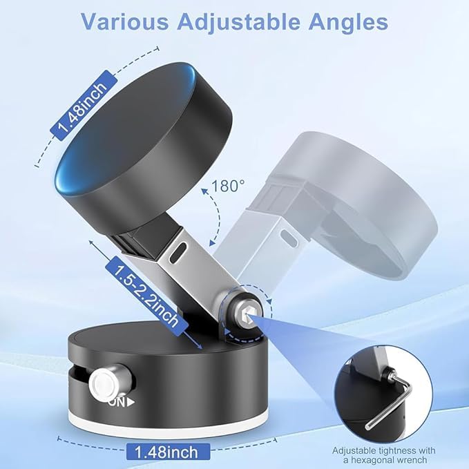 Image of MountPro K5 Magnetic Car Mobile Holder with Suction Cup Base | 360 Adjustable Arm Mount Stand for Dashboard, Windshield & Desk | Universal Smartphone Holder - Black