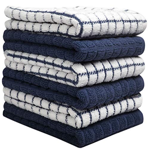 Image of Bumble Kitchen Towels (6 Pack) | 16 inch x 28 inch | 100% Cotton Dish Towels for Kitchen | 380 GSM | Soft, Highly Absorbent & Durable Dish Towels with Hanging Loop | Navy