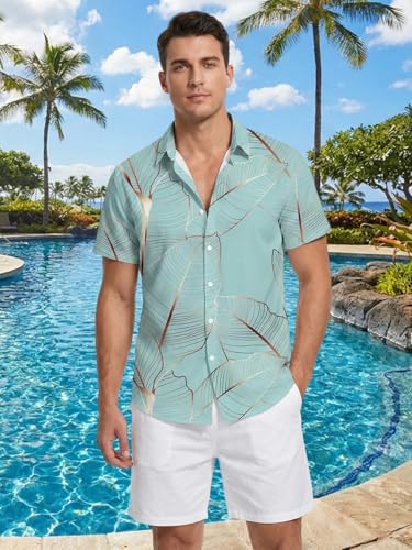 Image of DRESSFO Matchable Couples' Outfit Tropical Leaf Pineapple Print Button-up Shirt Or Strappy Dress