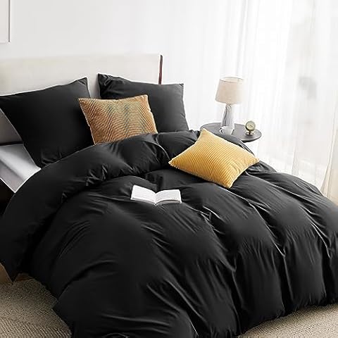BEDSURE Black Microfibre Duvet Cover Set Cover