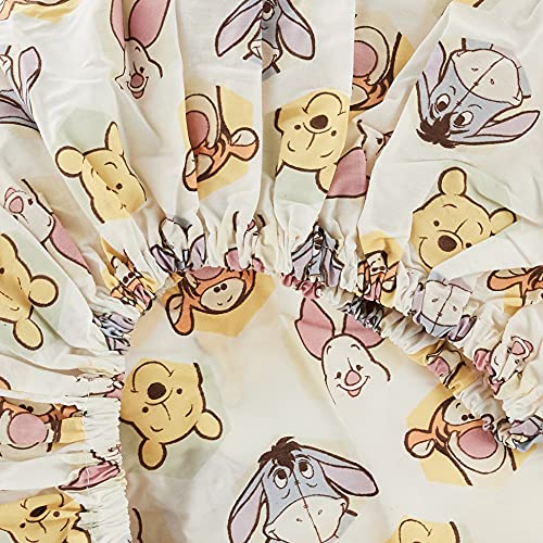 Image of Disney Winnie The Peeking Pooh 100% Cotton Fitted Crib Sheet, Yellow /Blue /Green