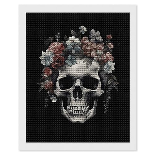 Peinture diamant tête de mort lumineuse pour sublimer la décoration murale de votre salon