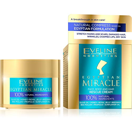 Eveline Cosmetics Egyptian Miracle - Face, Body and Hair Universal Rescue Cream | 40 ML | Natural Ingredients | Complex Care | Healing Properties | All-purpose Lotion | Soft Supple Skin | Shiny Hair