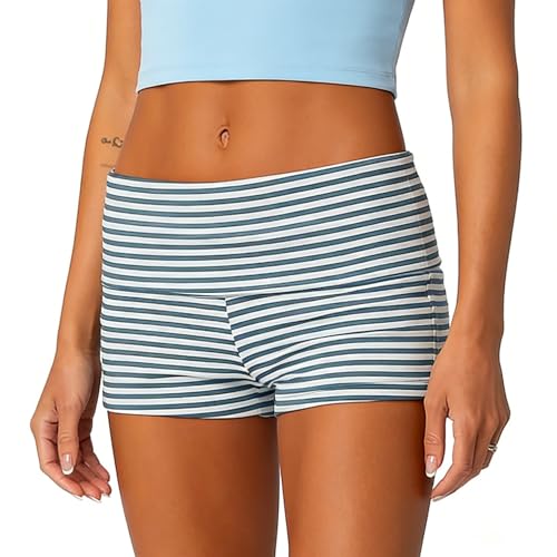Image of Women Low Waist Lounge Shorts Fold Over Skinny Pajamas Shorts Summer Casual Pj Bottom Sleep Shorts