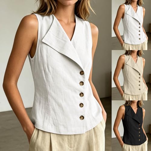 Chaleco de lino para mujer contra el calor en ropa de oficina 2