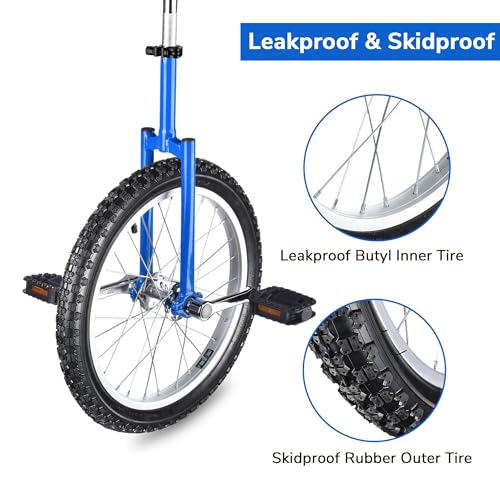 Image of AW 16 /18 /20 /24 Inch Wheel Outdoor Unicycle Adjustable Seat Exercise Bicycle | Fit Adults Kids Outdoor Sports Fitness Exercise, Various colors For Choice