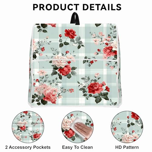 Image of Kitchen Dust Cover Compatible with 4.5 5 6 8 quart Stand Mixer, Kitchen Appliance Protective Covers with Top Handle and Pocket (Plaid Rose Garden, For All 6-8 qt Mixer)