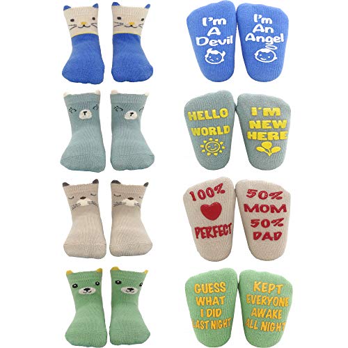 Baby Socks Gift Set Newborn shower gifts Boys girls Funny Fashion Cotton Socks Unisex Infant Present-4 Pairs