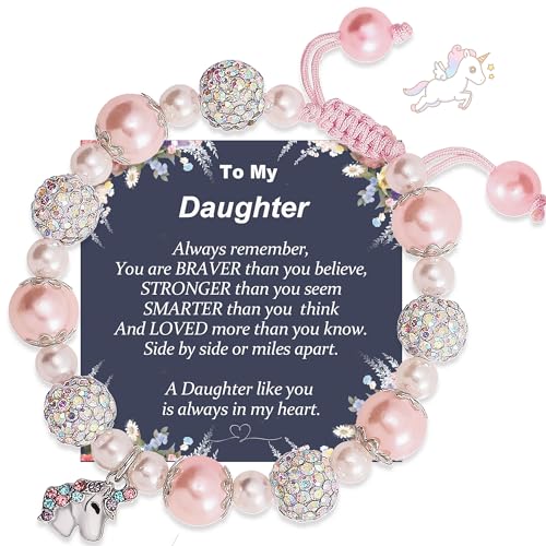 Officentra Daughter Gifts from Mom Grandma - Unicorn Beaded Bracelets