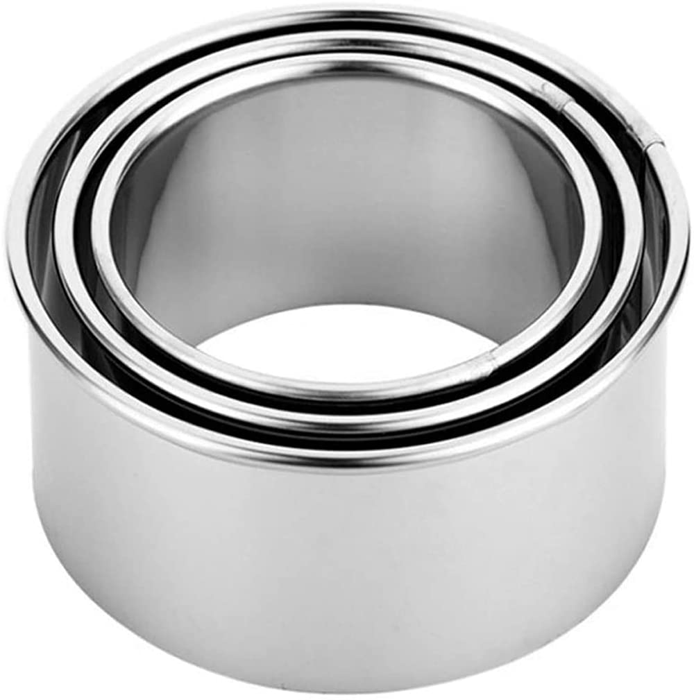 ELECDON Stainless Steel Round Cookie Cutter, Biscuit Cutters Set, Stainless Steel Dumpling Cutters, Cake Pastry Cutters, Cake Cookie Scone Cutters Molds stamps for Cooking Baking (3Pcs)