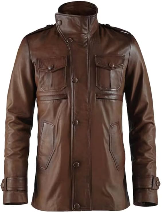 Image of Men's Lambskin Genuine Leather Blazer Coat | Casual Wear Leather Blazers | Black Real Lambskin Leather Jacket Blazer Coat