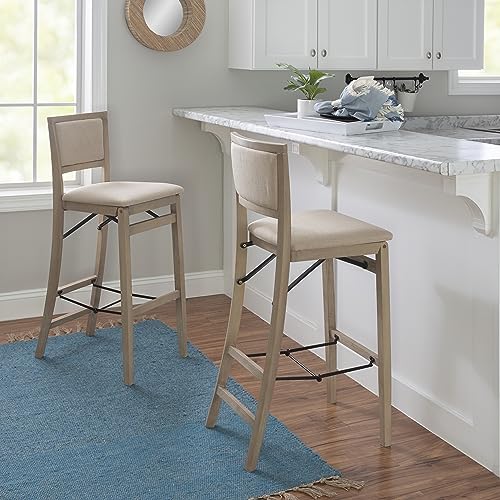Linon AMZN3239 Keira Natural Rustic Wooden Folding Barstool thumb #1